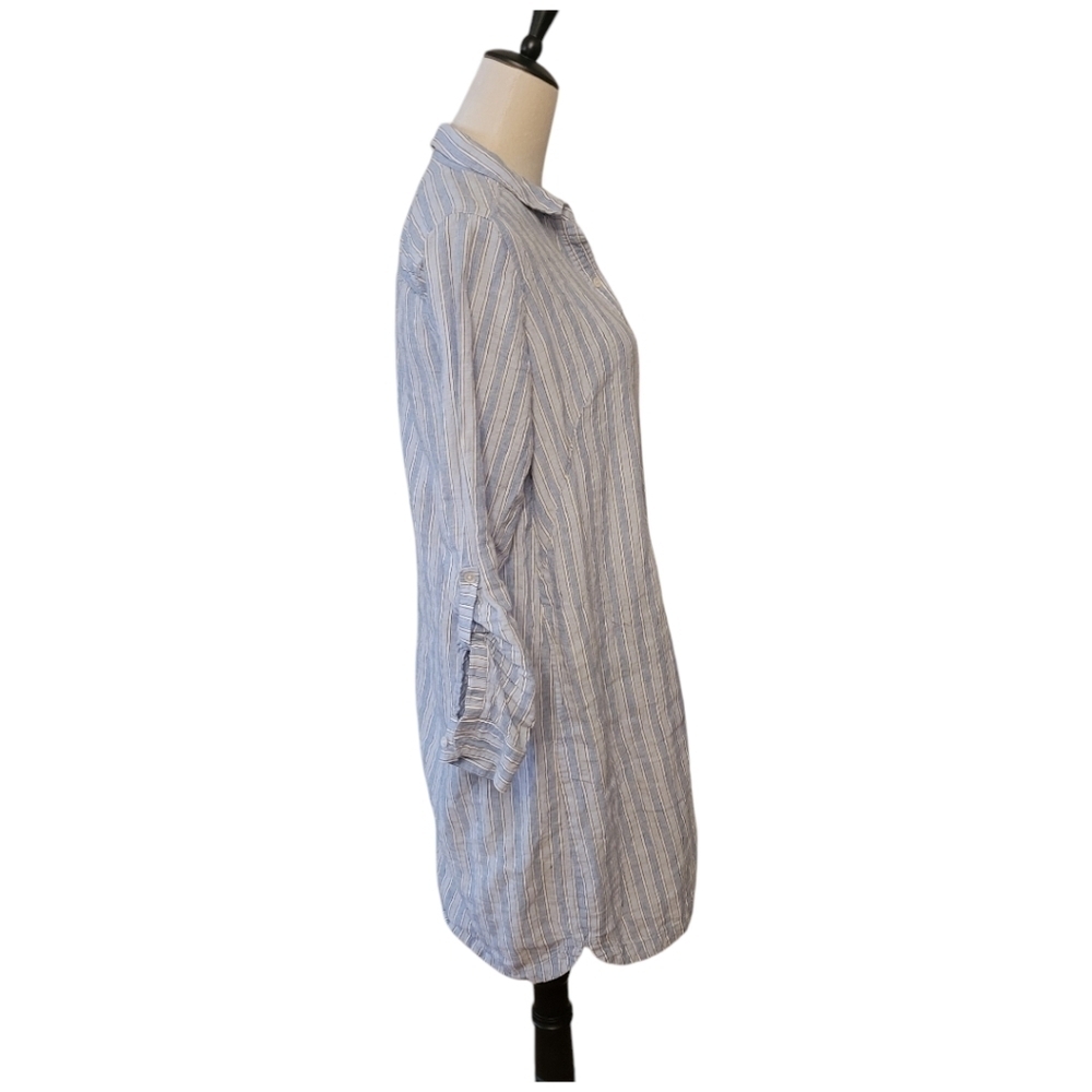 J. Jill Love Linen Blue Striped Linen Shirt Dress Size‎ Small - Picture 3 of 5
